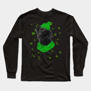 Labrador Black Hat St Patricks Day Shamrock Long Sleeve T-Shirt